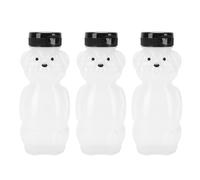 Sxhlseller Lot de 3 Gobelets Ours Mignons avec Pailles en Silicone, Bouteilles de Miel en Plastique Réutilisables de 230 Ml pour Jus et Lait, Verres Anti-fuite avec Couvercle Rabattable -