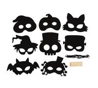 Sxhlseller Masque à Gratter D'Halloween, Masques Faciaux D'animaux en Papier à Gratter D'art coloré, Ensemble D'artisanat pour Enfants, Facile à Utiliser pour les Costumes D'Halloween, 8 Ensembles