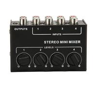 Sxhlseller Mélangeur Passif, Mélangeur de Ligne Stéréo 4 Canaux avec Quatre Commandes de Volume Indépendantes pour Instruments de Réglage de karaoké à Domicile DJ Studio