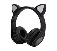 Sxhlseller Oreille de Chat Bluetooth, Casque sans Fil à Réduction de Bruit avec Lumière LED avec Microphone et Autonomie de 10 Heures, pour Enfants et Adultes, Musique Appelant K Song (Black)