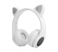 Sxhlseller Oreille de Chat Bluetooth, Casque sans Fil à Réduction de Bruit avec Lumière LED avec Microphone et Autonomie de 10 Heures, pour Enfants et Adultes, Musique Appelant K Song (White)