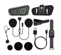 Sxhlseller Oreillette Bluetooth pour Moto, Radio 10 Km avec Interrupteur sans Fil Push to Talk, Réduction du Bruit, étanche, pour Casque de Cyclisme