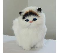 Sxhlseller Peluche Chat pour Enfants avec Simulation Sonore de Miaou de Vrais Poils de Mouton, Idée d'anniversaire (Point Noir)