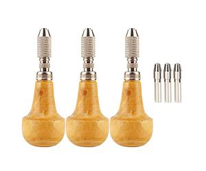 Sxhlseller Porte-mèches à Main avec 3 Manches, Manche en Bois, Mandrin | Outil d\'étau à broche de précision avec pince en cuivre, pour la fabrication de bijoux, le travail du bois, la sculpture,