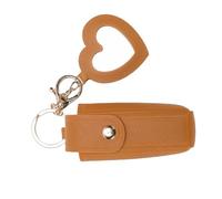 Sxhlseller PU Leather Lipstick Case with Mirror, Heart Shaped Keychain | Étui de rouge à lèvres Portable avec porte-clés, convient aux rouges à lèvres Standard pour sac à main, organisateur de