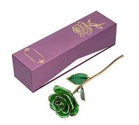 Sxhlseller Rosé éternelle Plaquée Or 24K avec Base, Vraie Fleur Préservée