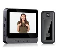 Sxhlseller Sonnette Vidéo sans Fil - Système D'interphone Vidéo Sonnette Vidéo WiFi Intelligente avec Moniteur HD 1080P de 4,3 Pouces/Angle de Vision de 170 ° / Vision Nocturne/Voix