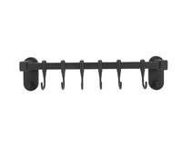Sxhlseller Support à Ustensiles Adhésif en Acier au Carbone |Tige de Suspension Murale avec Crochets pour Couvercles de Casseroles, Spatule, Cuillère, Ciseaux (Argent Noir 40 cm / 15,7 pouces)