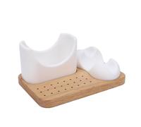 Sxhlseller Support et Organisateur de Perceuse à Ongles avec Rangement d'embouts à 24 Trous, Poignée en Silicone Souple et Base en Bois Robuste pour Perceuse à Ongles et Stylo de Meulage (Support