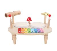 Sxhlseller Table Musicale en Bois pour Batterie pour Tout-Petits |Jouet Multi-Instruments avec Tambour et Clapet pour Les Enfants de 1 à 6 Ans, Apprentissage à Code Couleur