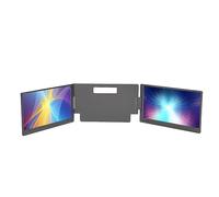 Sxhlseller Triple Moniteur Portable 14 Pouces, Extension Double écran FHD 1080P HDR IPS avec Support Réglable pour Ordinateurs Portables jusqu'à 15,6 Pouces, Extension D'écran Grand (X90