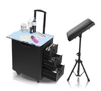 Sxhlseller Valise Mobile à Roulettes - Accoudoir de Tatouage, Établi et Tiroir - 3 en 1 Multifonction - Mallette de Voyage pour Tatouage, Coiffeur et Ongles