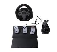 Sxhlseller Volant à Retour de Force Réel, Volant PC avec Pédales et Manettes de Vitesse, Retour Dynamique à LED, Course à 270 Degrés pour PC, avec Interrupteur