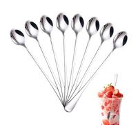 Sxingh Cuillères longues acier inoxydable 8 pièces 20 cm,argenté | résistant à la rouille,manche allongé, surface lisse,Pour Café, Desserts, Crème Glacée, Va au Lave-Vaisselle
