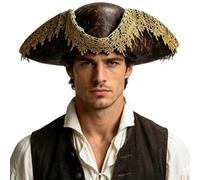 Sxiwei Chapeau Colonial en Cuir Marron Abîmé Accessoires Pirate Minuit Multicolore Taille Unique