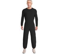 Sxiwei Combinaison de Soin pour Personnes Âgées Alzheimer Incontinence Pyjama Sanitaire Manches Longues à Zippé Grenouillère Noir XL