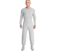 Sxiwei Combinaison de Soin pour Personnes Âgées Alzheimer Incontinence Pyjama Sanitaire Manches Longues à Zippé Grenouillère Gris XL