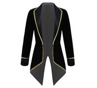 Sxiwei Déguisement Vintage Pirate Viking Veste Queue-de-Pie Cosplay Médiéval Boucanier Blazer Jeu De Role Costume De Fête Halloween Carnaval 3-16 Ans Noir 7-8 ans