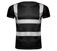 Sxiwei T-Shirt Réfléchissant Homme Manches Courtes Haut de Sécurité Haute Visibilité Top pour Travail Sport Noir XL