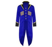 Sxiwei Veste Queue-de-Pie Vintage Enfant Garçon Veste Médiéval Chevalier Blazer Manches Longues Pour Halloween Mariage Spectacle 5-16 Ans Bleu royal 13-14 ans