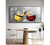 SXKJ Abstrait rouge jaune verre à vin toile peinture salle à manger cuisine mur moderne décoration de la maison mur Art photos imprime 30x60 cm sans cadre