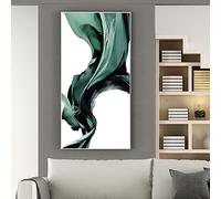 SXKJ Affiche blanche et verte entrée nordique décoration chambre peinture abstraite Version verticale impression toile Art maison murale 50x100 cm sans cadre