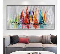 SXKJ Coloré Voilier Peinture Giclee Artwork Grande Taille Toile Art Affiches et Gravures Moderne Mur Art Pour Salon Décor 70x140cm Sans Cadre