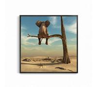 SXKJ Éléphant drôle sur arbre moderne minimaliste toile peinture mur Art photos nordique affiches imprime décor à la maison enfants chambre décor 30x30 cm sans cadre