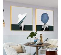 SXKJ Femme Avec Chapeau Portrait Photos Affiches Et Gravures Nordiques Toile Peinture Mur Art Pour Salon Décoration 80x80cmx2 Sans Cadre