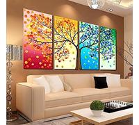 SXKJ Feuilles colorées arbres quatre saisons paysage affiche toile mur art toile peinture photo pour salon décor à la maison 20x40cmx4 sans cadre
