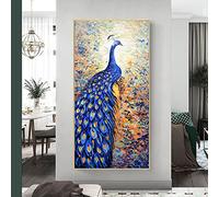 SXKJ Moderne Coloré Oiseau Beau Paon Peinture sur Toile Abstraite Mur Art Imprime Affiche Photos pour Salon Décor 60x120cm Sans Cadre