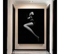 SXKJ Moderne noir blanc femmes verre à vin toile peinture imprime photos mur Art affiche pour salon maison hôtel décoration 50x70 cm sans cadre