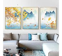 SXKJ Triptyque Chinois Quatre Saisons Paysage Peintures Toile Affiches Et Gravures Mur Art Photos Pour Salon Décor À La Maison 40x60cmx3 Sans Cadre