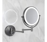 SXKJQER Miroir De Maquillage Mural Grossissant avec Éclairage, Grossissement 1X/3X, Miroir Mural pour Salle De Bain Et Hôtel, Miroir Mural Extensible Chromé Poli pour Homme Et Femme(Grey)