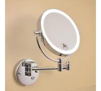 SXKJQER Miroir Maquillage Lumineux Mural De Salle De Bain Grossissement 1 X 3 X Cosmétique Double Face 360 Rotatif, pour Salle De Bain Et Maquillage, Argent