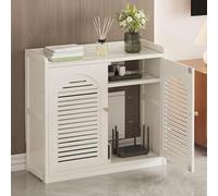 SXKLLYX Armoire de Routeur Wi-FI, sur Pied Étagère Routeur avec Étagères, Pose Libre, Meuble de Rangement Multimédia pour la Gestion des Câbles(White,59 * 67 * 25cm/23 * 26 * 10in)
