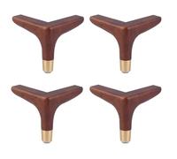 SXKLLYX Ensemble de 4 Pieds de Meubles en Bois Massif, Pieds de Canapé avec Manchons en Laiton, Embouts en Plastique Souple pour Canapé, Table, Banc, Lit, Commode, Chaise(15cm/5.9in)