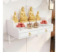 SXKLYRF Autel Bouddhiste, Cabinet Niche, Table D'autel Murale en Bois Massif avec Tiroir, Table D'offrandes pour Prière et Offrandes D'encens(White,80x40x26cm/31x16x10in)