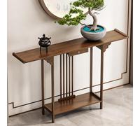 SXKLYRF Autel Bouddhiste, Table D'autel en Bambou, Console D'entrée Chinoise avec Tiroir et étagères Ouvertes, Table D'appoint pour Canapé ou Salon(Brown,80x20x80cm/31x8x31in)