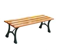 SXKLYRF Banc de Jardin de 120 cm, Structure en Fonte et Assises en Bois Massif, Banquette Exterieur pour Allée, Cour, Pelouse, Entrée et Décoration Extérieure