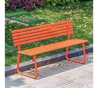 SXKLYRF Banc Exterieur Jardin en Acier Galvanisé, Résistant aux Intempéries, avec Dossier, Banquette Exterieur pour Terrasse, Jardin, Porche ou Allée(Orange,150x45x74cm/59x18x29in)