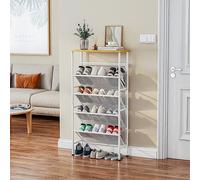 SXKLYRF Étagère à Chaussures à 3/4/5 Niveaux, Rangement Chaussure en Métal Incliné et Maille avec Étagère Supérieure, Idéale pour Placard, Entrée, Vestibule ou Dressing(White,99cm/39in)