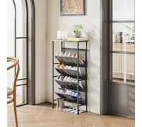 SXKLYRF Étagère à Chaussures à 3/4/5 Niveaux, Rangement Chaussure en Métal Incliné et Maille avec Étagère Supérieure, Idéale pour Placard, Entrée, Vestibule ou Dressing(Black,99cm/39in)