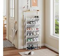 SXKLYRF Étagère à Chaussures à 3/4/5 Niveaux, Rangement Chaussure en Métal Incliné et Maille avec Étagère Supérieure, Idéale pour Placard, Entrée, Vestibule ou Dressing(White,118.5cm/46in)