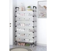 SXKLYRF Étagère à Chaussures Anti-Poussière, Rangement Chaussure en Métal, Range-Chaussures pour Entrée, Chambre D'Étudiant e Placard, Grande Capacité et Gain de Place(60x26x125cm/24x10x49in)