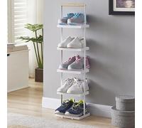 SXKLYRF Étagère à Chaussures Étroite et Moderne en Métal, Range-Chaussures Portable pour Petites Entrées, Placards(White,24x18x90cm/9.4x7x35in)