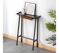 SXKLYRF Table Console D'entrée Étroite en Rotin, Console Meuble avec Tiroir de Rangement, Meuble Entrée pour dans Le Couloir ou Le Hall(Brown,70x20x85cm/28x8x33in)