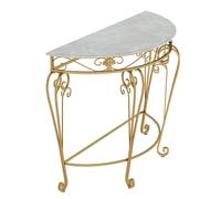 SXKLYRF Table Console, Meuble Console D'entrée, Structure en Métal, MDF Imitation Marbre, Table D'Entrée Demi-Lune pour Salon, Entrée ou Couloir(Gold,60x30x70cm/24x12x28in)