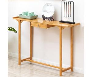 SXKLYRF Table D'autel Bouddhiste en Bambou, Bureau D'autel de Méditation Chinoise, Support for Autel avec Tiroir, Console D'appoint for L'entrée du Salon(Beige,120x34x84cm/47x13x33in)