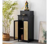 SXKLYRF Table D'autel Bouddhiste en Bambou, Cabinet Niche Chinoise avec Rangement, Table Puja pour Prières Bouddhistes(Black,52x38x120cm/20x15x47in)